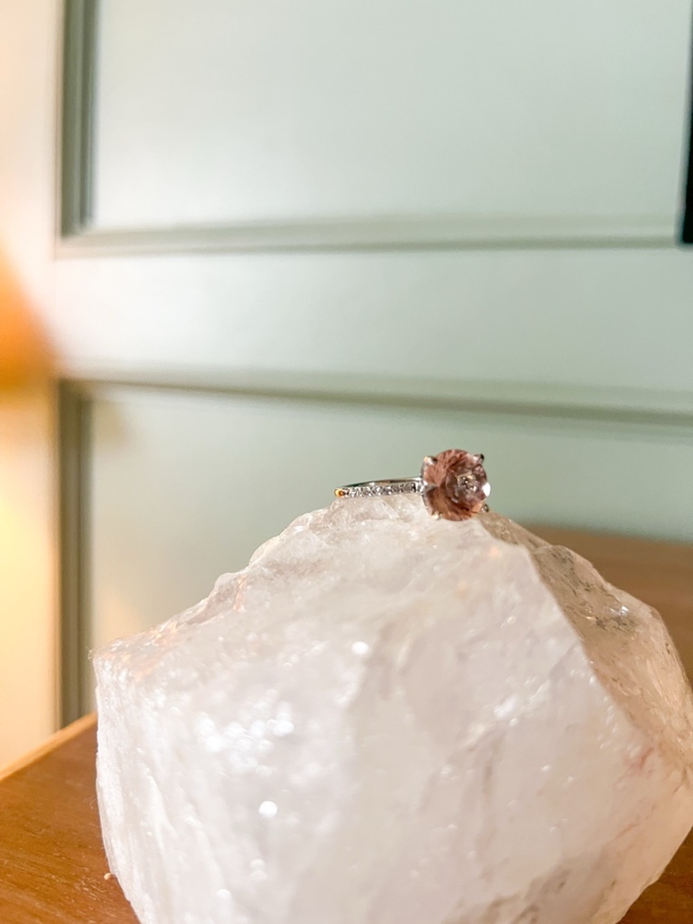 Morganite blush Stone Solitaire Ring 7.5- Women Jewelry
